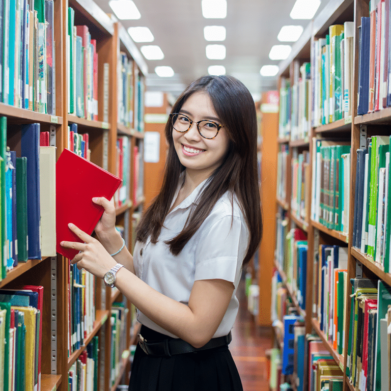 foreign exchange student in library